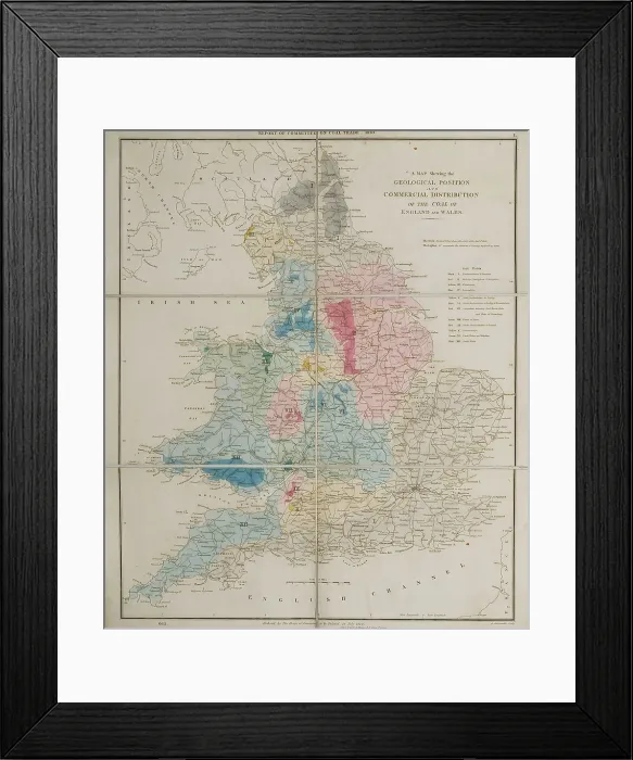 Framed Print : Map, Geological Position and Commercial Distribution of Coal Framed Print : Map, Geological Position and Commercial Distribution of Coal