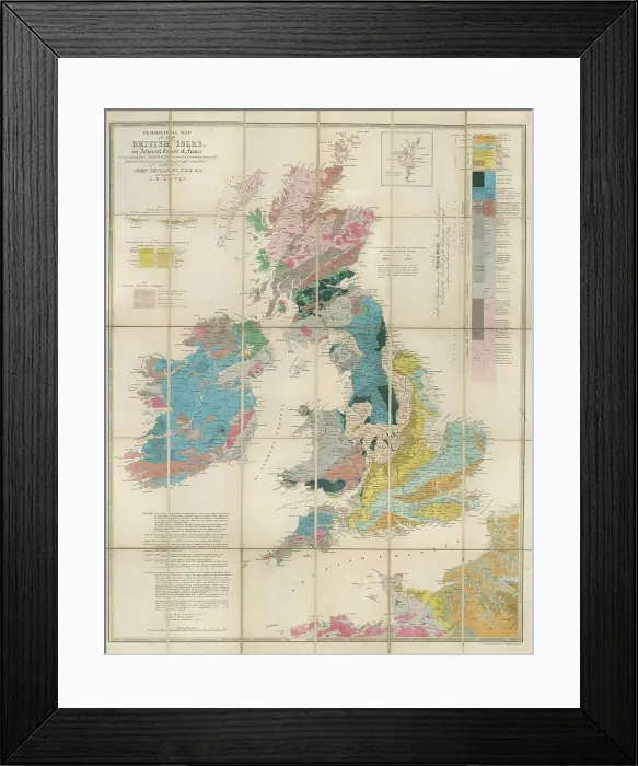 Framed Print : Geological map of the British Isles (Phillips, 1838) Framed Print : Geological map of the British Isles (Phillips, 1838)