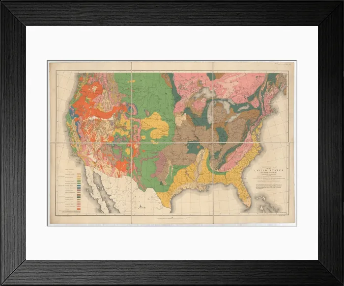 Framed Print : Geological map of the United States and part of Canada Framed Print : Geological map of the United States and part of Canada