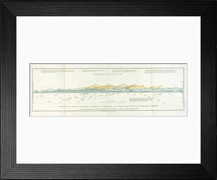 Framed Print : Geological View of the Mining District of Cornwall Framed Print : Geological View of the Mining District of Cornwall