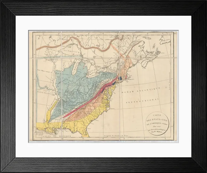 Framed Print : Carte des Etats-Unis de l'Amerique-Nord Framed Print : Carte des Etats-Unis de l'Amerique-Nord