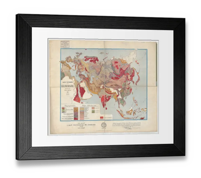 Framed Print : Carte tectonique de l'Eurasie (Argand, 1928) Framed Print : Carte tectonique de l'Eurasie (Argand, 1928)