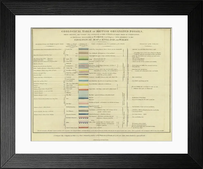 Framed Print : Geological table of British organized fossils Framed Print : Geological table of British organized fossils