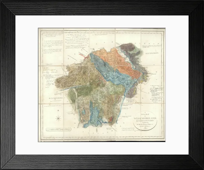 Framed Print : Greenough's Map of Westmoreland Framed Print : Greenough's Map of Westmoreland