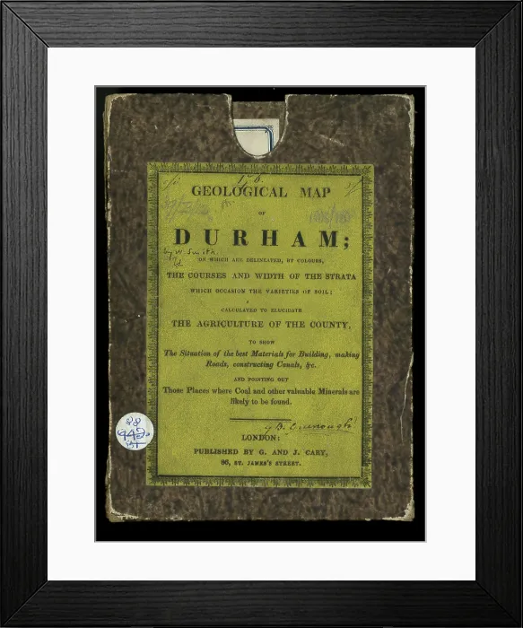 Framed Print : Original box and label for a Geological Map of Durham Framed Print : Original box and label for a Geological Map of Durham