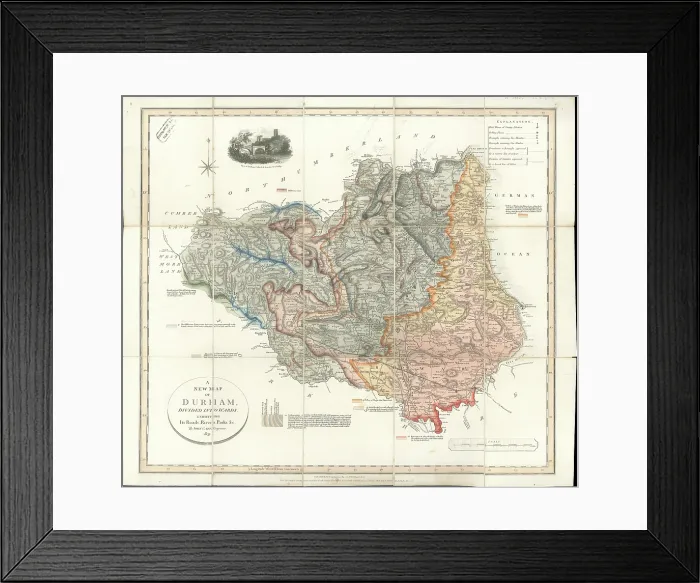 Framed Print : A New Map of Durham divided into Wards (Smith, 1831) Framed Print : A New Map of Durham divided into Wards (Smith, 1831)
