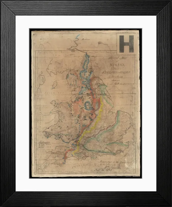 Framed Print : William Smith's General Map of Strata Framed Print : William Smith's General Map of Strata