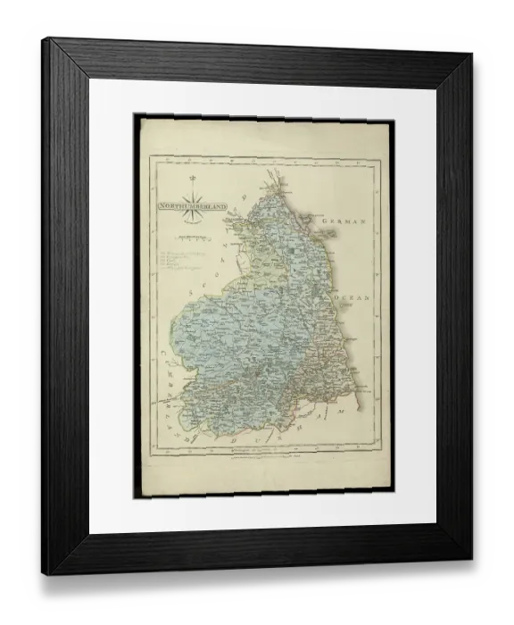 Framed Print : Geological map of Northumberland (Fry, c.1814)