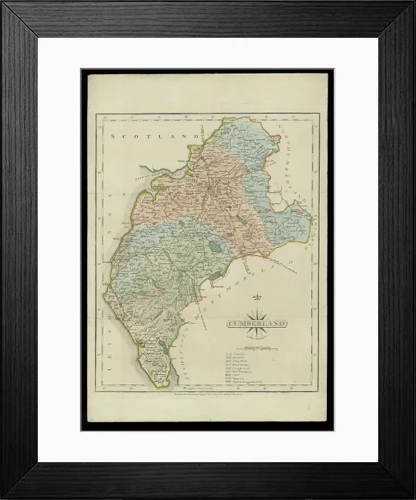 Framed Print : Geological map of Cumberland (Fry, c.1814) Framed Print : Geological map of Cumberland (Fry, c.1814)