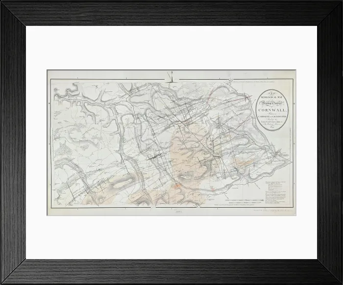 Framed Print : Geological map of the mining district of Cornwall Framed Print : Geological map of the mining district of Cornwall
