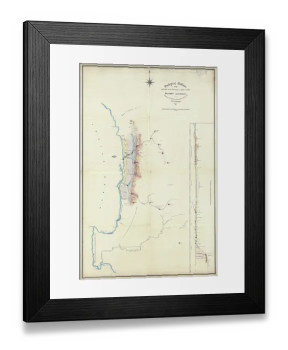 Framed Print : Map of the geology around Swan River, Western Australia
