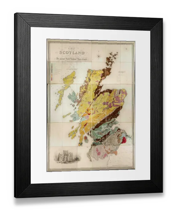 Framed Print : Greenough's and Sharpe's Geological Map of Scotland Framed Print : Greenough's and Sharpe's Geological Map of Scotland