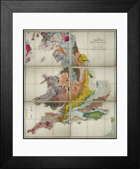 Framed Print : Geological Map of England and Wales (1865) 3rd edition Framed Print : Geological Map of England and Wales (1865) 3rd edition