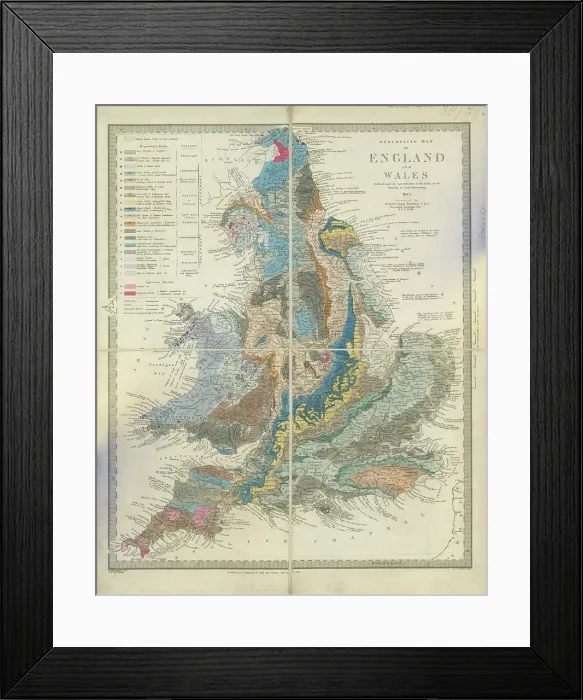 Framed Print : Geological map of England and Wales (Murchison, 1843) Framed Print : Geological map of England and Wales (Murchison, 1843)