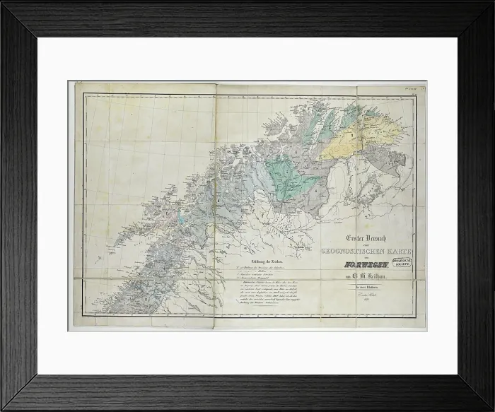 Framed Print : Erster Versuch einer Geognostischen Karte von Norwegen Framed Print : Erster Versuch einer Geognostischen Karte von Norwegen