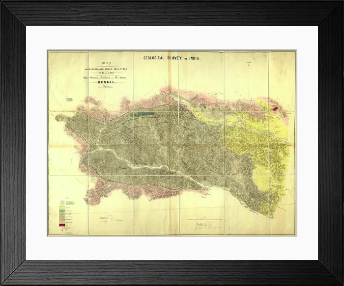Framed Print : Map of the Damoodah and adjacent coal field (Williams 1847) Framed Print : Map of the Damoodah and adjacent coal field (Williams 1847)