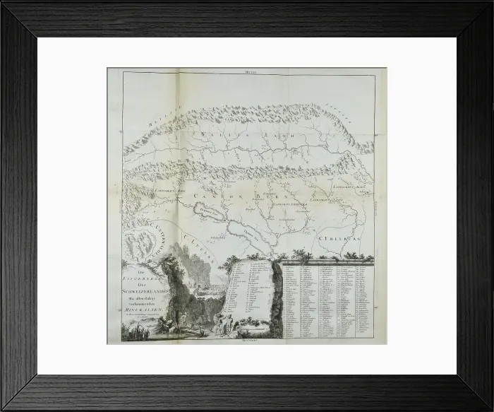 Framed Print : Mineral map of Switzerland (Gruner 1770) Framed Print : Mineral map of Switzerland (Gruner 1770)