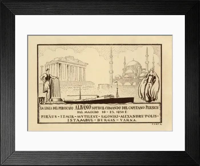 Framed Print : Promotional card for Aegean Sea Cruise line Framed Print : Promotional card for Aegean Sea Cruise line