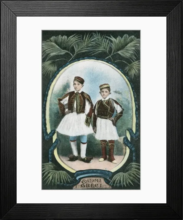 Framed Print : Two Boys in Greek Costume Framed Print : Two Boys in Greek Costume