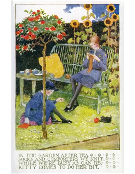 Sewing in the Garden by Millicent Sowerby