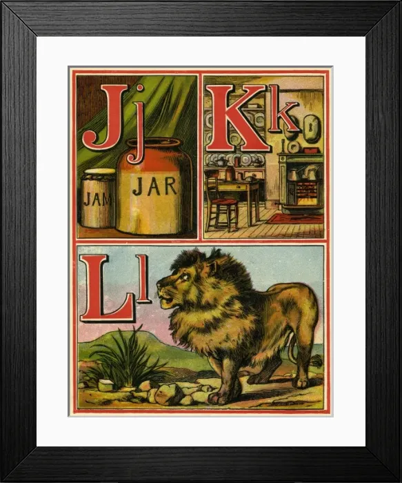 Framed Print : Anon. Warne alphabet 1875. JKL Framed Print : Anon. Warne alphabet 1875. JKL