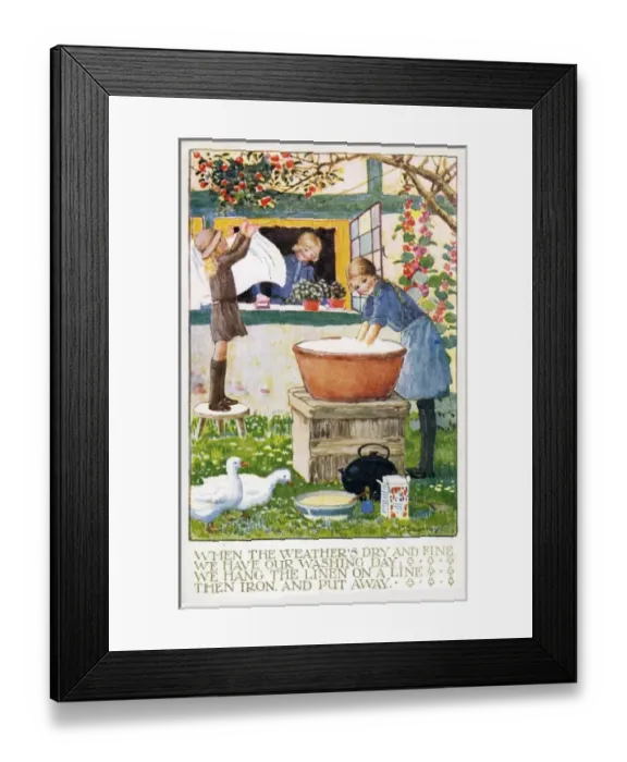 Framed Print : Washing Day by Millicent Sowerby Framed Print : Washing Day by Millicent Sowerby