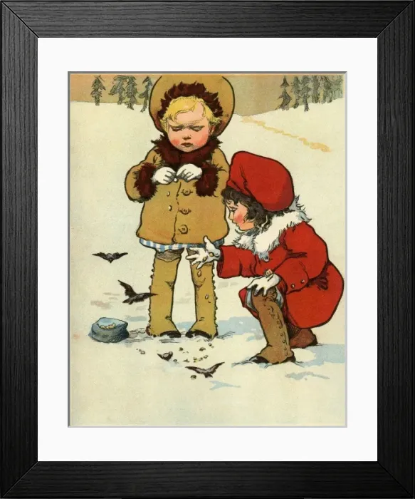 Framed Print : Anon. Feeding the Birdies 1916 Framed Print : Anon. Feeding the Birdies 1916