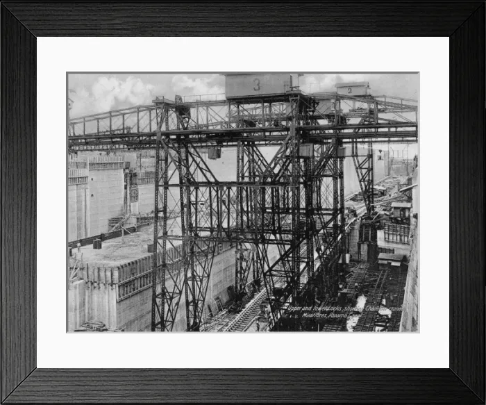 Framed Print : Upper and lower locks, showing chamber cranes Framed Print : Upper and lower locks, showing chamber cranes