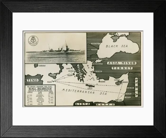 Framed Print : Dispatch routes from Malta of HMS Despatch Framed Print : Dispatch routes from Malta of HMS Despatch