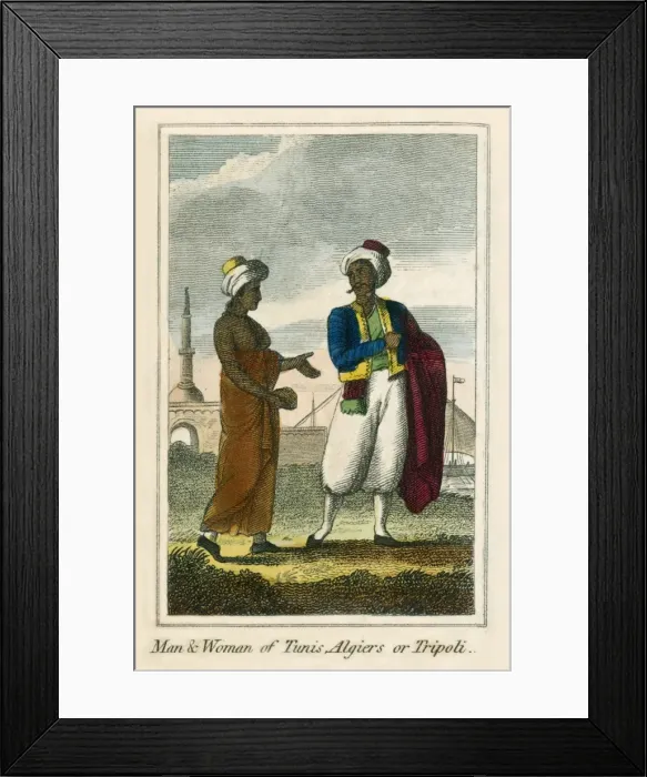 Framed Print : A man and woman of Tunis, Algiers or Tripoli Framed Print : A man and woman of Tunis, Algiers or Tripoli
