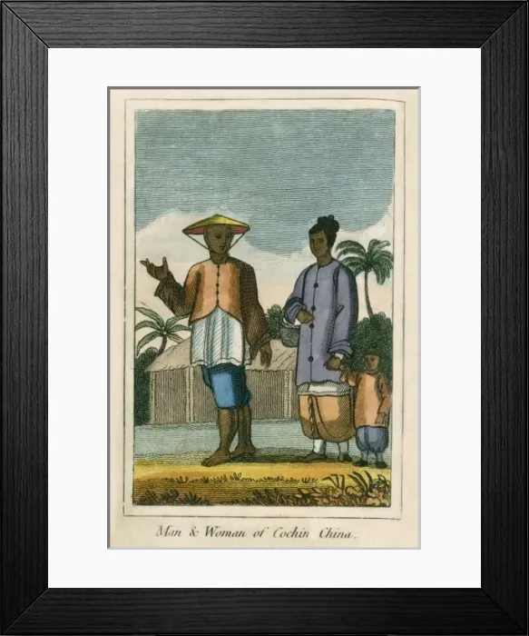 Framed Print : A man and woman of Cochinchina (Vietnam) Framed Print : A man and woman of Cochinchina (Vietnam)