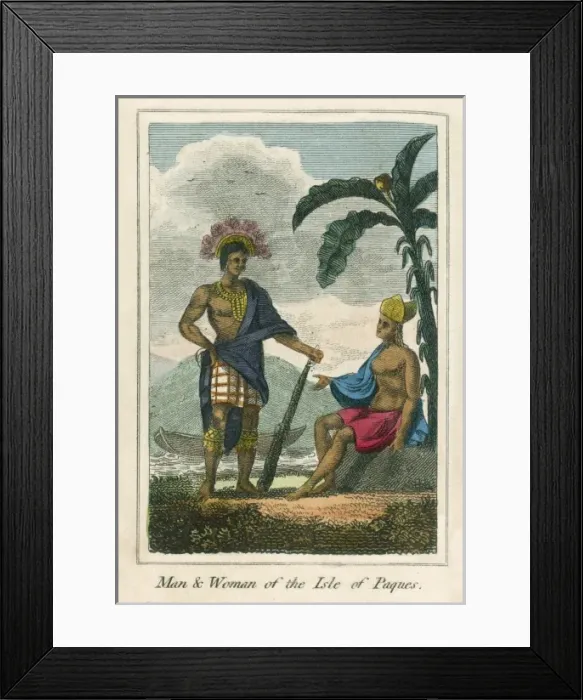Framed Print : Man and Woman of Easter Island Framed Print : Man and Woman of Easter Island
