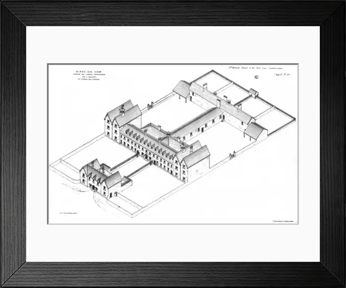 Framed Print : Irish 800-pauper workhouse, perspective view