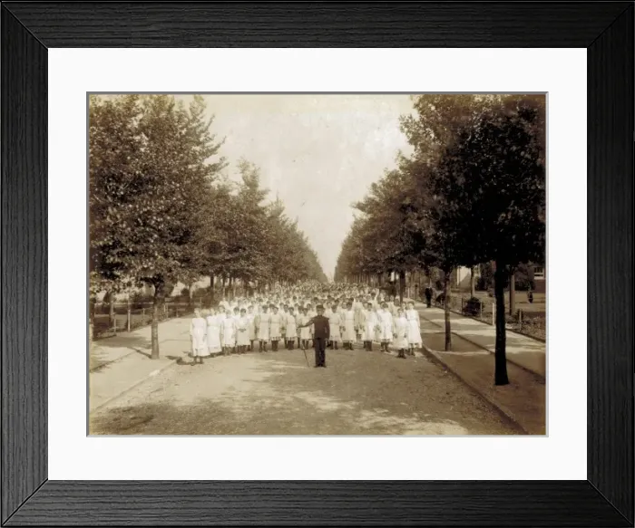 Framed Print : Kensington & Chelsea District School, street parade Framed Print : Kensington & Chelsea District School, street parade