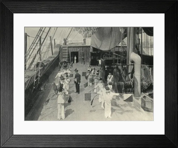 Framed Print : Training Ship Exmouth, flag signalling drill Framed Print : Training Ship Exmouth, flag signalling drill