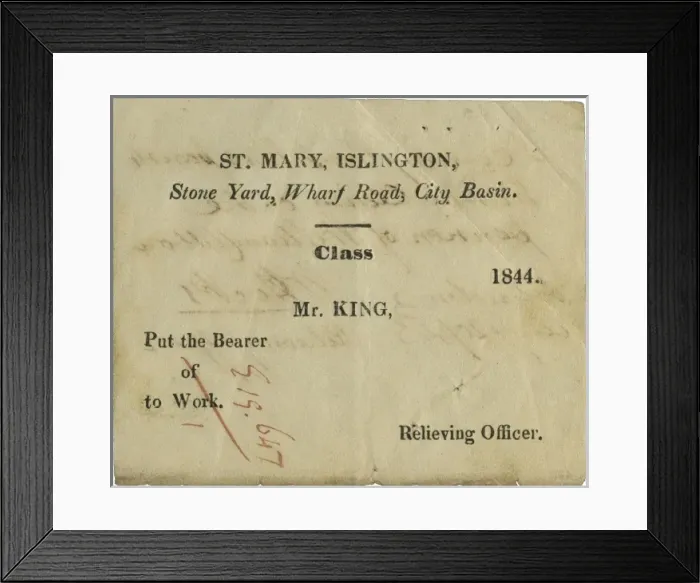 Framed Print : 1844 poor relief work ticket Framed Print : 1844 poor relief work ticket
