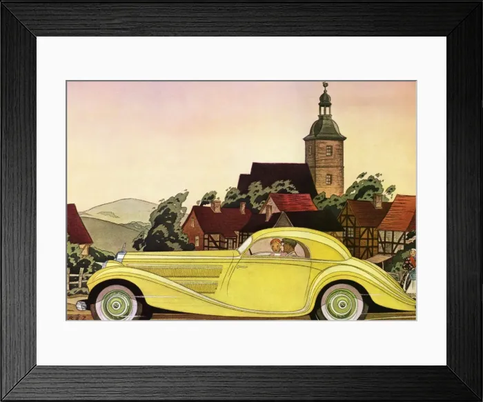 Framed Print : Couple in Mercedes Framed Print : Couple in Mercedes