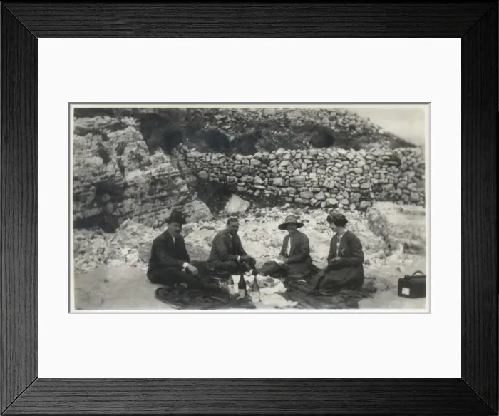 Framed Print : Two couples enjoying a champagne picnic Framed Print : Two couples enjoying a champagne picnic