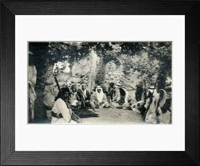 Framed Print : Western man at tribal gathering in an oasis, Iraq Framed Print : Western man at tribal gathering in an oasis, Iraq