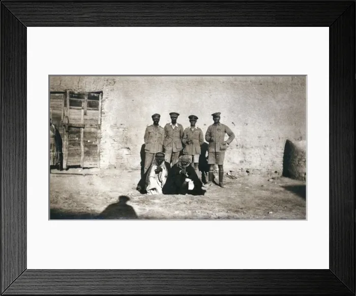 Framed Print : British officers and arabs outside a building, Middle East Framed Print : British officers and arabs outside a building, Middle East