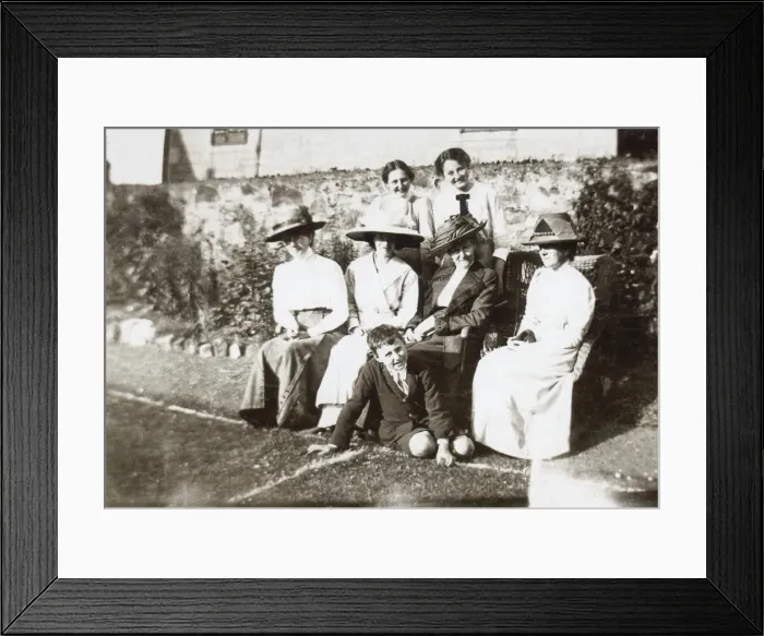 Framed Print : Seven people at the side of a tennis court Framed Print : Seven people at the side of a tennis court