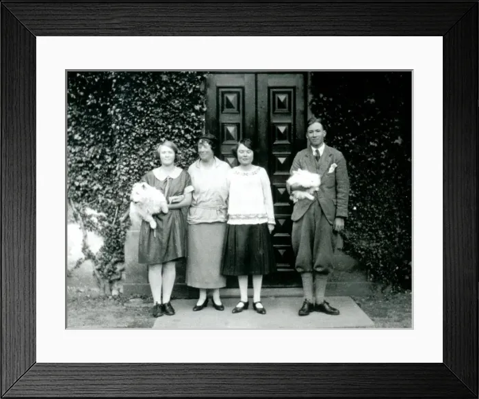 Framed Print : Four people with two pet dogs, Scotland Framed Print : Four people with two pet dogs, Scotland