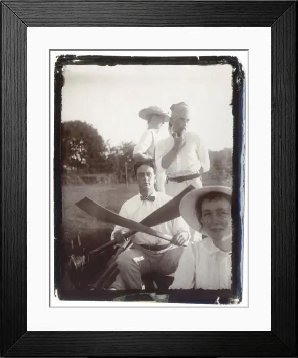 Framed Print : Two couples on an outing in a boat Framed Print : Two couples on an outing in a boat