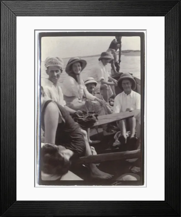 Framed Print : People on an outing in a punt, Middle East Framed Print : People on an outing in a punt, Middle East