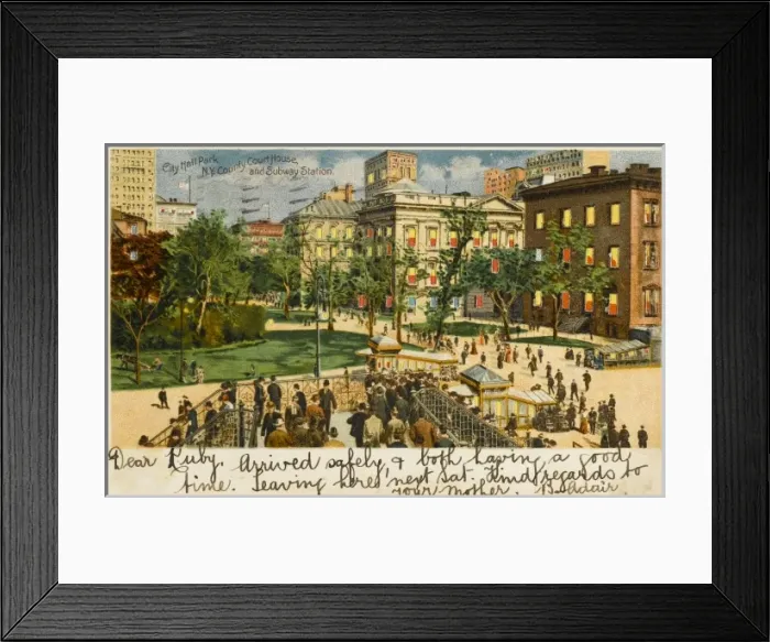 Framed Print : New York. City Hall Park, County Courthouse and Subway Station, New York, America Framed Print : New York. City Hall Park, County Courthouse and Subway Station, New York, America