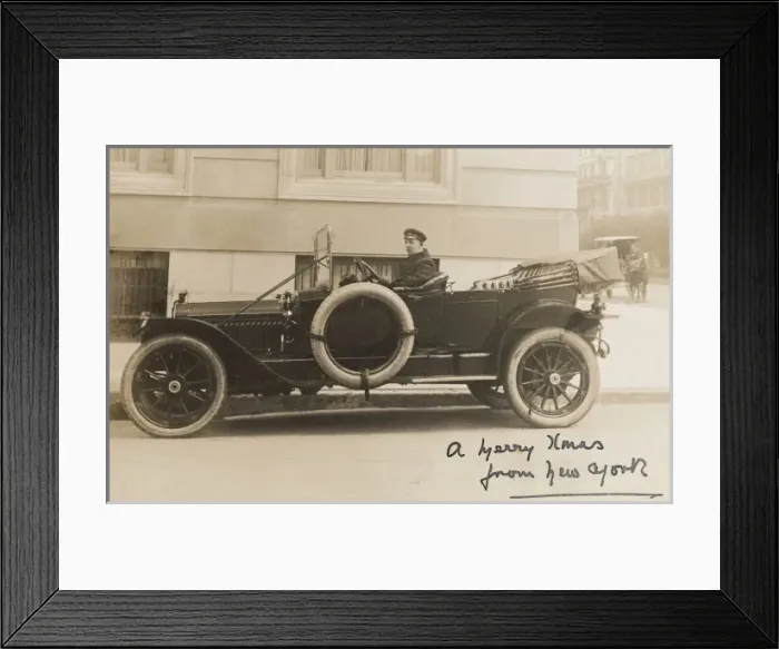 Framed Print : Man driving veteran car Framed Print : Man driving veteran car