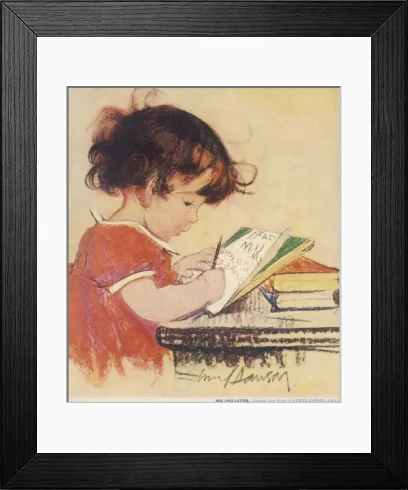 Framed Print : Her Love Letter by Muriel Dawson Framed Print : Her Love Letter by Muriel Dawson