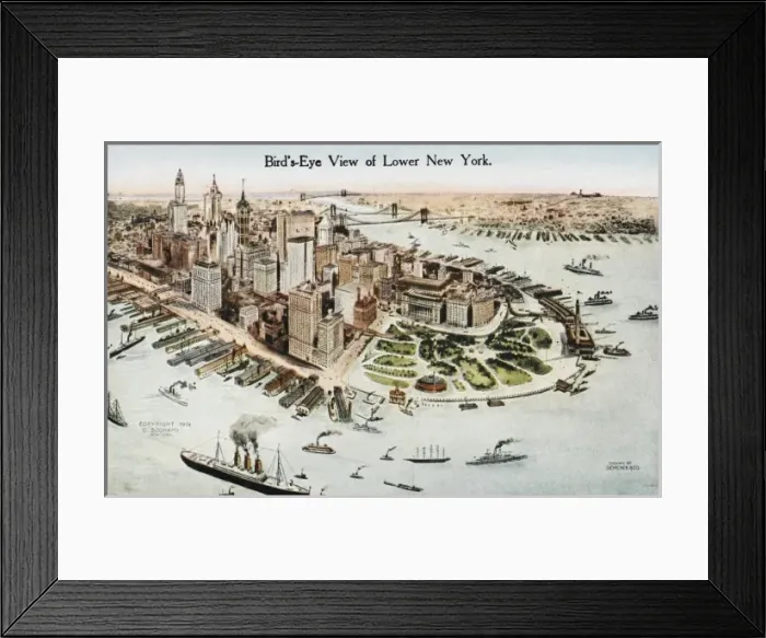 Framed Print : Aerial view of lower New York Framed Print : Aerial view of lower New York