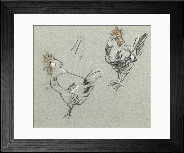 Framed Print : Study of two hens Framed Print : Study of two hens