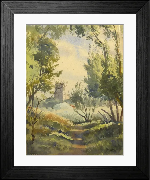 Framed Print : Church seen from a wood Framed Print : Church seen from a wood